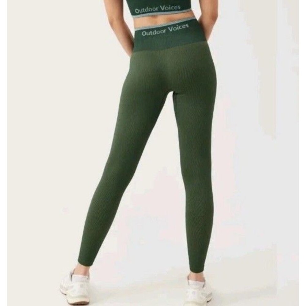 OutdoorVoices SeamlessRib High Rise Textured Ribbed Leggings Vegan Sustainable M